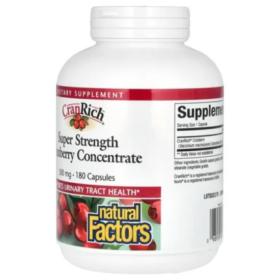 Natural Factors CranRich, Cranberry Concentrate, Super Strength, 500 mg, 180 Capsules image {2}
