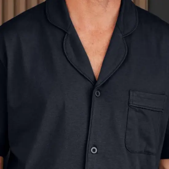 Men's Soft Cotton Knit Jersey Pajamas Lounge Set, Short Sleeve Shirt and Shorts with Pockets image {4}