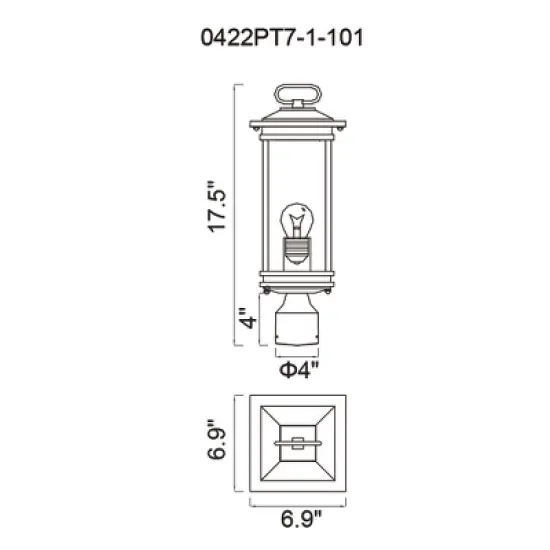 CWI Lighting,Oakwood 1 Light Outdoor Black Lantern Head image {5}