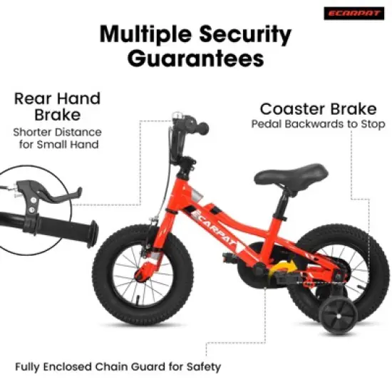 INFURNIC Bicycles Kids Bike with Training Wheels V Brake Safe Easy Assembly for 3 to 5 Year Olds, Red, 49.5"*21.6"*28.3" image {4}