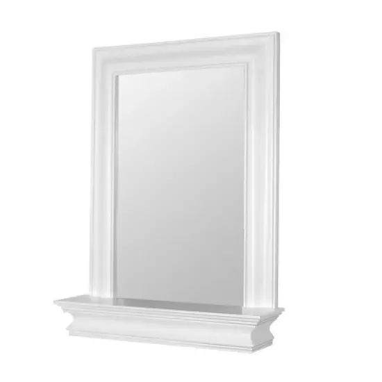 Teamson Home Stratford Wooden Wall Mirror with Storage Shelf, White image {6}