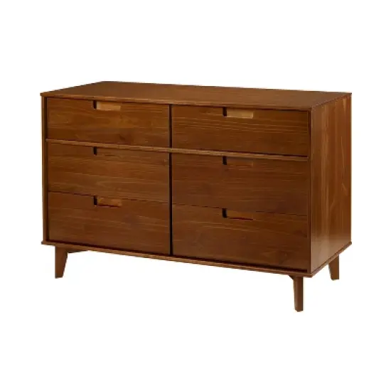 Mid-Century Modern Groove Wood 6 Drawer Dresser - Saracina Home image {21}