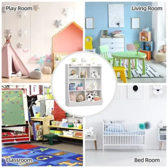 Garvee 3-Tier Kids Bookshelf and Bookcase for Storage Books and Toys,Multi Shelf with Cubby Cabinet for Kids Bedroom,Playroom and Nursery image {6}
