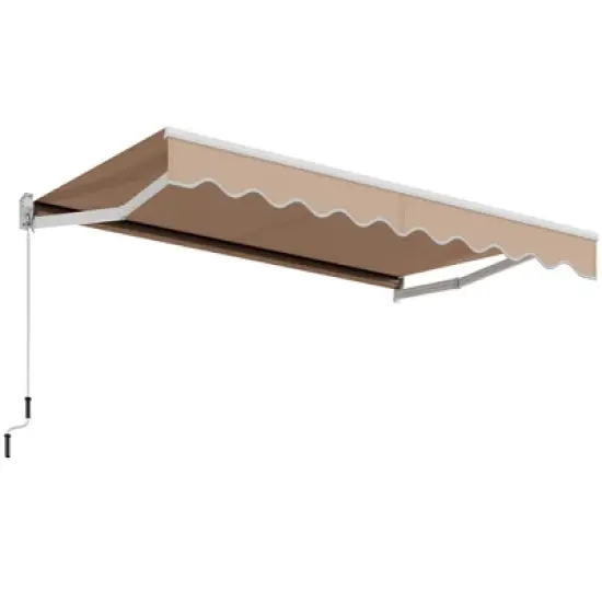 Costway 8' x 6.6' Patio Retractable Awning Sunshade Shelter w/Manual Crank Handle image {8}