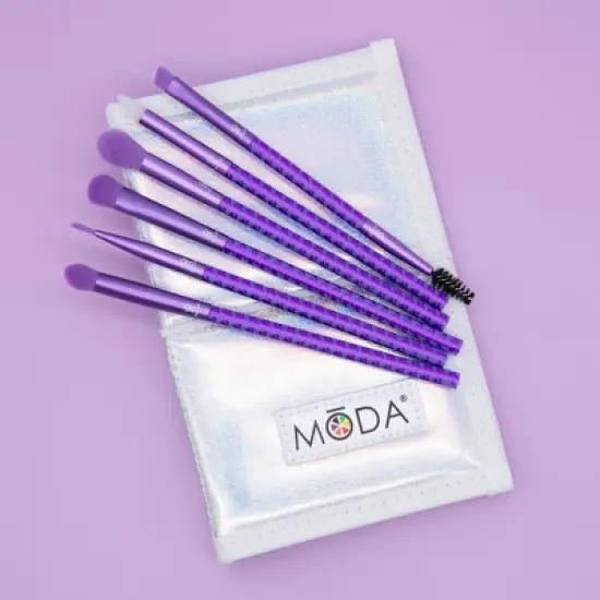 MODA Brush Keep It Classy Metallic Purple Eye Flip Makeup Brush Set- 7pc image {10}