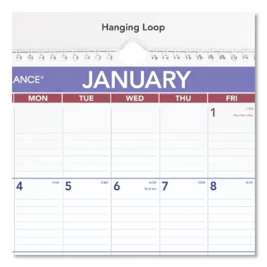 Monthly Wall Calendar with Ruled Daily Blocks, 12 x 17, White Sheets, 12-Month (Jan to Dec): 2026 image {2}