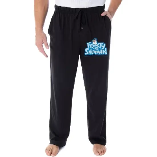 Frosty the Snowman Men's Christmas Holiday Cartoon Loungewear Pajama Pants Black image {3}