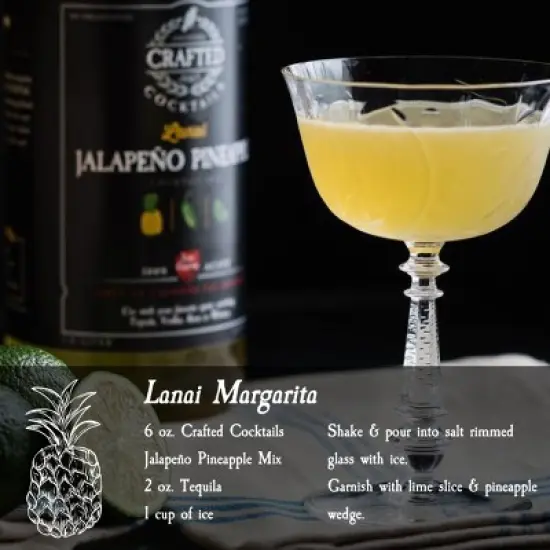 Crafted Cocktails Jalapeno Pineapple Mix: 2 Pack: Pineapple, Jalapeo and Lime with Organic Agave: 60 Calories, Makes Margaritas and Mai Tais image {2}