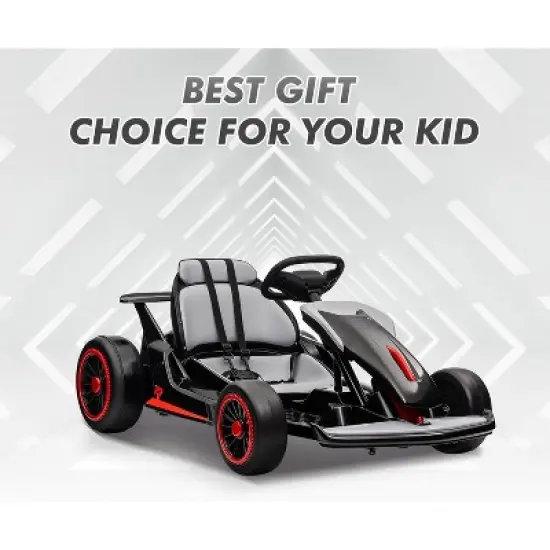 Go Kart, Electric Drift Kart Car with Adjustable Seat, 24V 7Ah Outdoor Ride On Toy, 8.1 MPH, LED Lights, Toy Race Car for Kids 6-12 Years Old image {7}