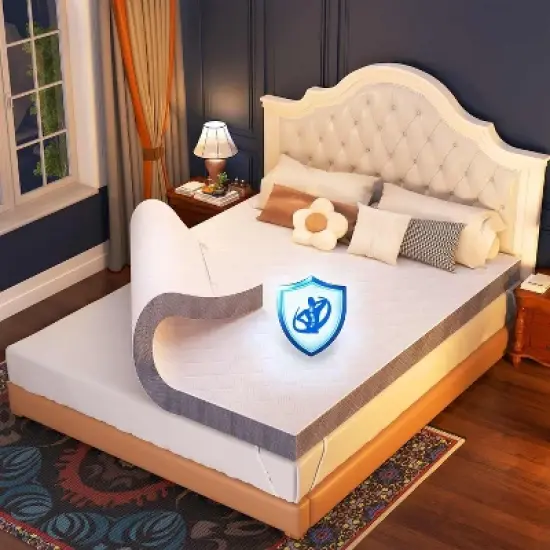 Dyonery 3 Inch Memory Foam - High Density Mattress Pad for Back Pain Relief - Breathable Washable Cover with Anti-Slip Straps image {9}