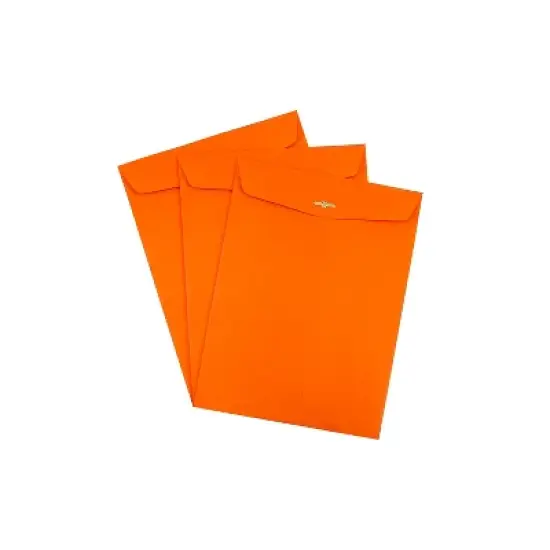 JAM Paper 10 x 13 Open End Catalog Colored Envelopes with Clasp Closure Orange Recycled 50/Pack image {2}