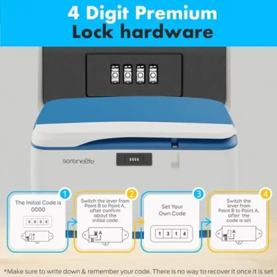 SereneLife Heavy Duty 8-Gallon Locking Storage Container Bin - White & Blue image {1}