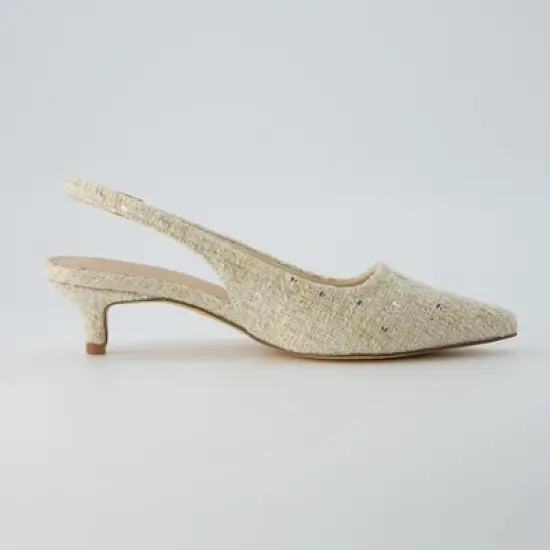 CUSHIONAIRE Women's Buzz Kitten Heel Sling Back Dress Shoe +Memory Foam, Wide Widths Available image {3}