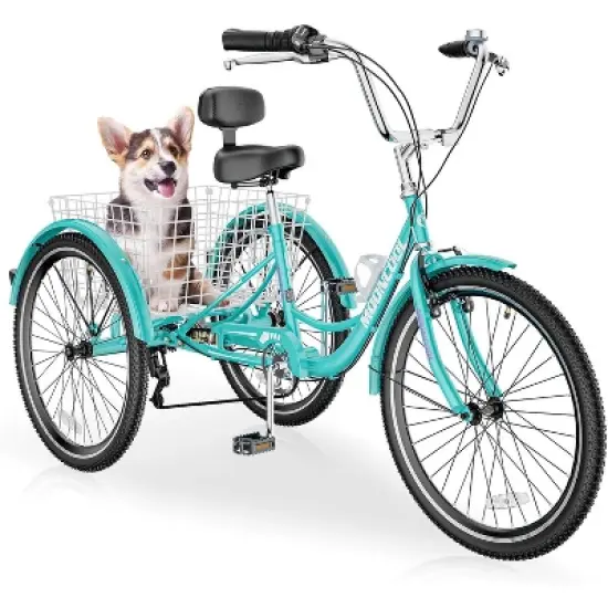 DoCred Trikes, 24 Inch 7 Speed Tricycles, Three Wheel Bikes with Basket image {7}