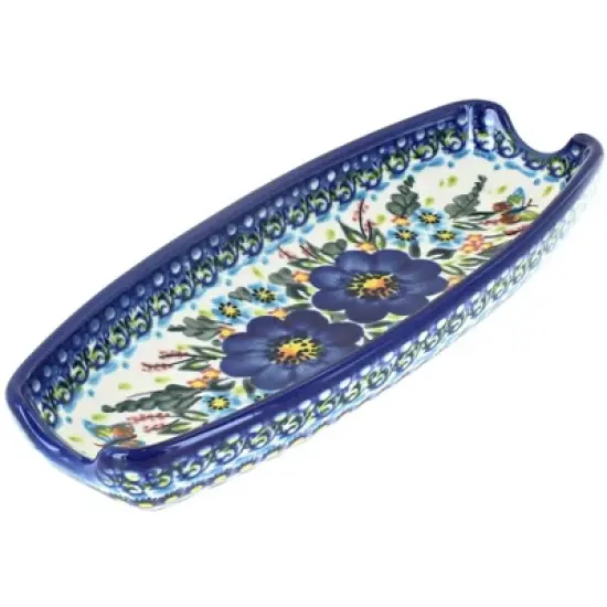 Blue Rose Polish Pottery 159-Vena Corn on the Cob Dish image {5}