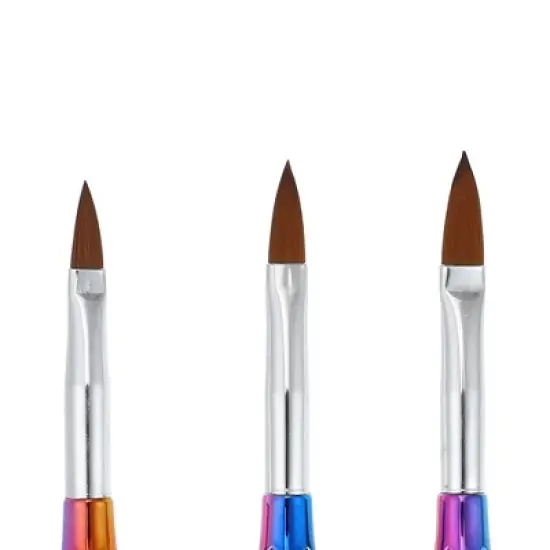 Unique Bargains Nail Art Brushes Silver Tone Multicolored 3 Pcs image {1}