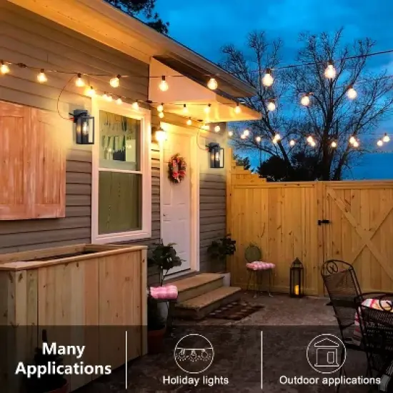 C Cattleya 2-Pack 12.5in. Matte Black Outdoor Wall Lantern Sconce with Built-in Outlet image {3}