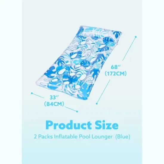 Joyfy Pool Floats Lounger with Headrest, Pool Floaties for Adult, Inflatable Pool Lounge Chairs, Sun Tanning Floaty Raft for Lake Beach Pool Party image {5}