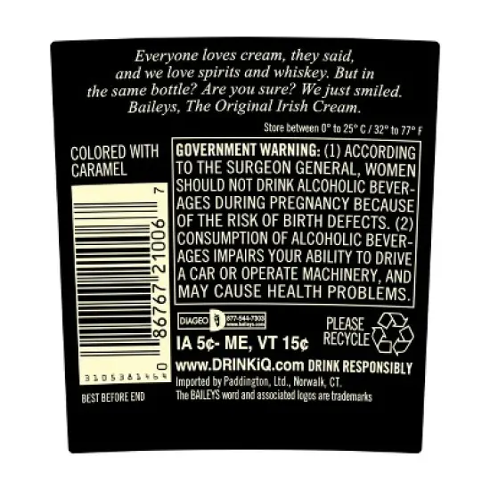 Baileys Irish Cream Liqueur - 750ml Bottle image {6}