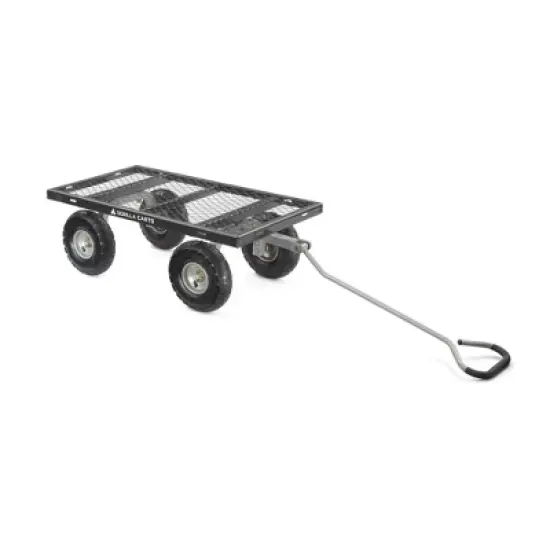 Gorilla Cart 800lbs. Heavy Duty Durable Steel Mesh Flatbed Garden Utility Wagon Cart - Black image {1}