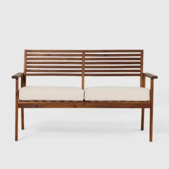 Saracina Home Mid-Century Modern Slatted Acacia Outdoor Bench
 image {6}