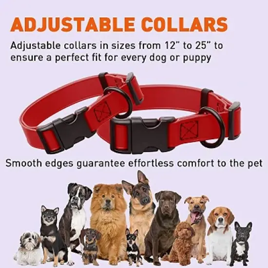 Dogline Biothane Waterproof Collar with QR Buckle Red image {5}