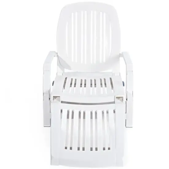 Tangkula Patio&nbsp;Lounge&nbsp;Chair&nbsp;Chaise&nbsp;Recliner&nbsp;Adjustable Backrest All Weather for Outdoor&Indoor Wheels White image {4}