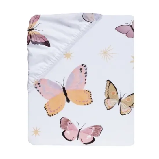 Lambs & Ivy Butterfly Dreams Breathable 100% Cotton Fitted Baby Crib Sheet image {5}