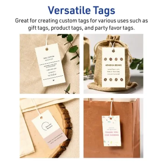 Avery Printable Rectangle Tags with Sure Feed Technology, 2" x 3-1/2", Matte Ivory Cardstock, Print-to-the-Edge, Laser/Inkjet, 80 Total image {2}