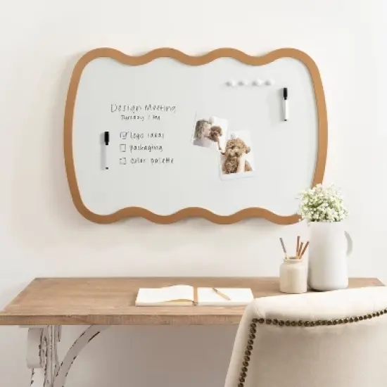 Kate & Laurel All Things Decor 24"X36" Holbrook Wavy Magnetic Dry Erase Board Gold image {6}