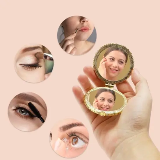 Unique Bargains Compact Round Mini Mirror for Purse 1 Pc image {5}