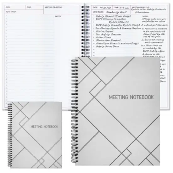 Juvale 2 Pack Meeting Notebooks for Work, Spiral-Bound Daily Planner for Project Management, Office, 160 Pages, 8.5 x 11 In image {1}