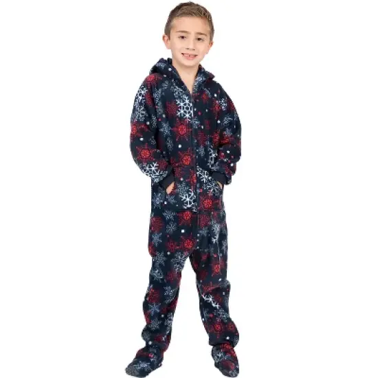 Footed Pajamas - Winter Whiteout Kids Hoodie Fleece Onesie image {1}