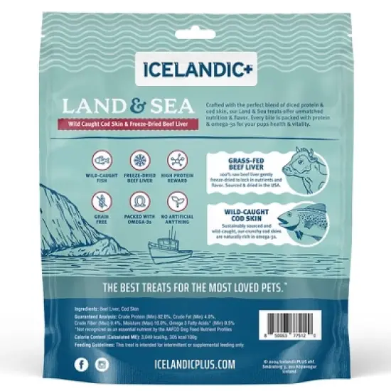 Icelandic+ Land & Sea Wild Caught Cod Skin & Freeze-Dried Beef Liver image {1}