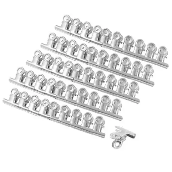 Unique Bargains Round Handle Clips Office Stationery Clamps 50 Pcs Silver Tone image {5}