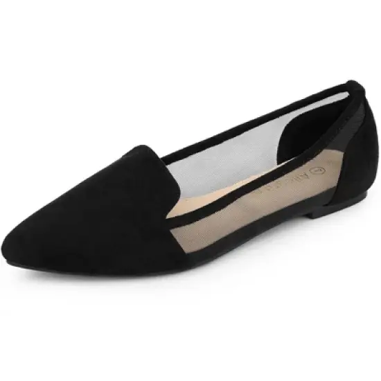 Allegra K Women's Pointed Toe Mesh Slip on Ballet Flats image {5}
