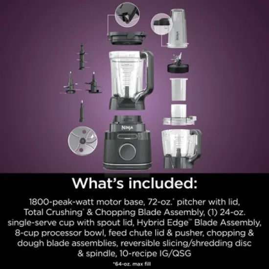 Ninja Detect Power Kitchen System Pro with BlendSense Technology - TB401: 1200W Blender & Food Processor, 72oz Capacity image {16}