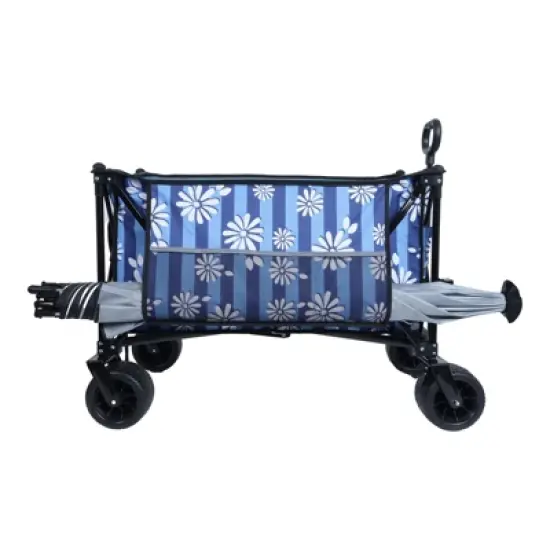 DSVIMOY Foldable Garden Cart with Heavy-Duty Wheels & 480lbs Load Capacity, Portable Utility Wagon for Camping, Sports, Blue, 37.4"*23.03"*38.98" image {4}