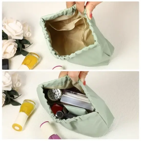 Unique Bargains Portable Multiple Inner Pockets Mini Makeup Bag 1 Pc image {1}