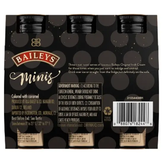 Baileys Irish Cream Liqueur Minis - 3pk/100ml Bottles image {6}
