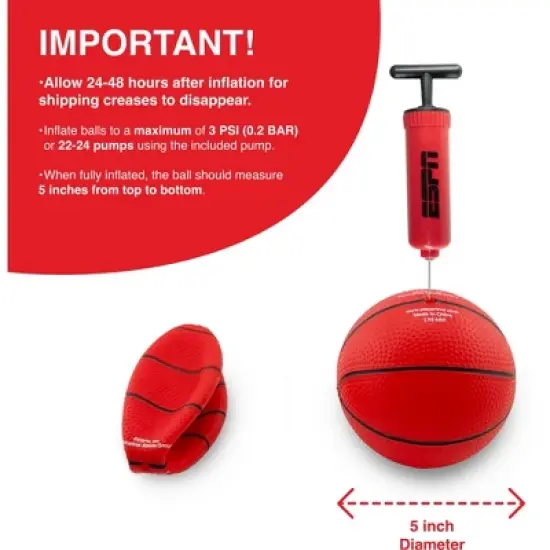 ESPN 5&rdquo; Mini Basketballs for Family Games &ndash; Set of 4 Includes Pump &ndash; Multi-Color (ES-BK04.EXV24) image {1}