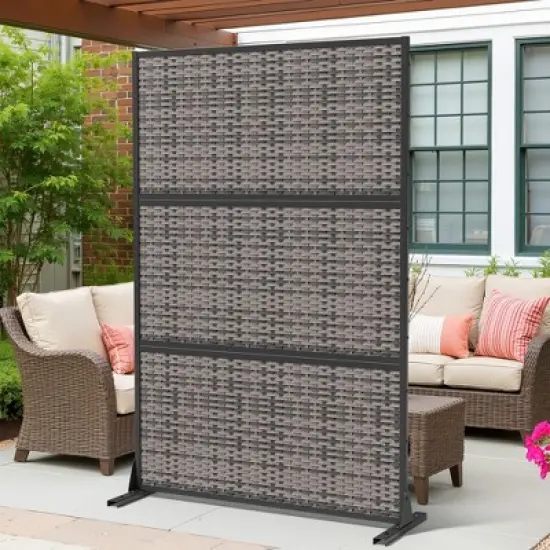 Wooakway Black Arbors and Trellises Room Divider Privacy Screen 72"H x 47"W Woven Metal Panel for Garden Patio image {8}