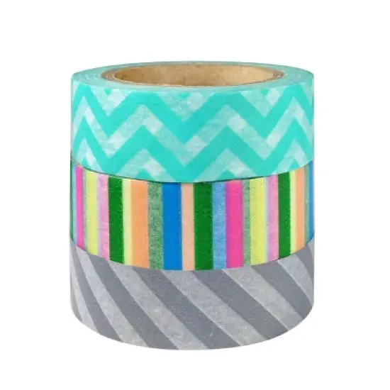 Wrapables Cool Stripes Japanese Washi Masking Tape (Set of 3) image {2}