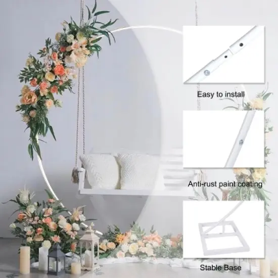 Artloge Large Heavy Duty Round Wedding Arch Single Layer Metal Backdrop Stand with Thickend Square Tube for Wedding Garden Outdoor Party Decoration image {3}