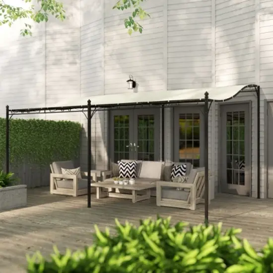 Outsunny Outdoor Pergola Canopy, Metal Patio Canopy with Drainage Holes for Backyard, Garden, Porch image {5}