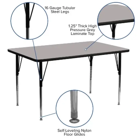 Flash Furniture 24''W x 60''L Rectangular HP Laminate Activity Table - Standard Height Adjustable Legs image {2}