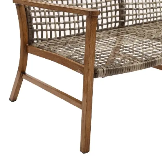 Ridley 4pc Outdoor Wicker & Metal Conversation Set - Gray - Crosley image {7}