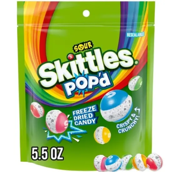 SKITTLES POP'd&nbsp;Sour Freeze Dried Candy Resealable Candy Bag - 5.5oz image {9}