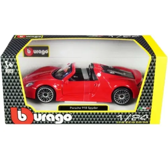Porsche 918 Spyder Convertible Red 1/24 Diecast Model Car by Bburago image {2}