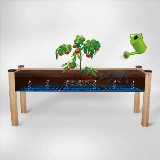 CedarCraft Elevated Cedar Planter Rectangular Outdoor Garden Bed Natural 23"x72"x30": Weather-Resistant with Drainage Holes image {3}